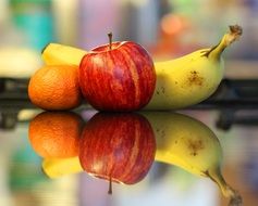 fruits and vegetables on a glass table