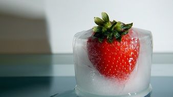 Strawberry in ice