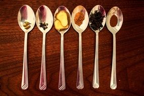 teaspoons with spices