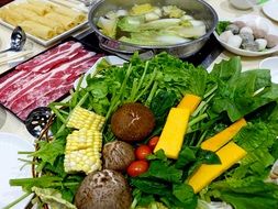 variety of food in plates on the table