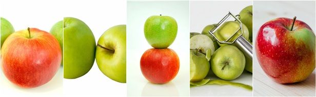 collage with apples