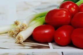 Tomatoes and Spring Onions healthy Vegetables