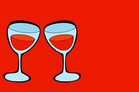 drawn two glasses of wine