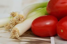 Tomatoes and Spring Onions Vegetables with vitamins