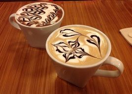 two cups with Cappuccino, Hot Beverage