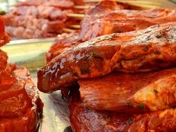 grilled meat in marinade