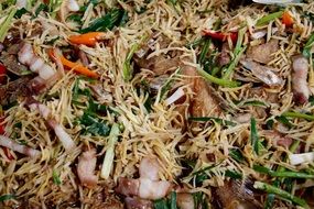 Beautiful noodles with the vegetables
