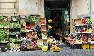 vegetables in boxes near the store, sicily