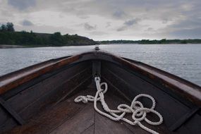 photo of the bow of a fishing boat