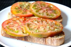 bread with tomatoes for breakfast