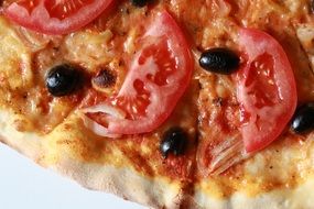 delicious pizza with olives and tomatoes