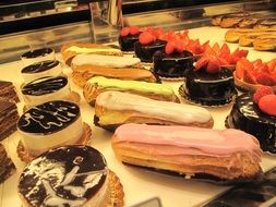 cakes on the shelf in the store