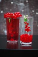 fruit drink and bunch of currants