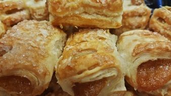 Pastries with Apple jam close up