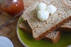 Breakfast Butter on Bread toasts