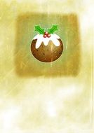 Christmas pudding image on a postcard