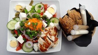 salad with meat and vegetables