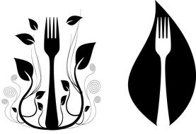 clipart of icons of organic nutrition and forks