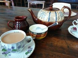 all for tea drinking on a wooden table