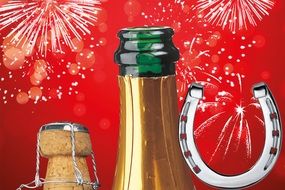 clipart of champagne bottle and horseshoe