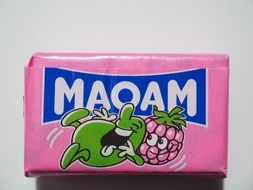 chewy candy maoam with raspberry flavor