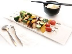 grilled vegetable skewers and rice