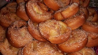 fresh Pastries with sugar closeup