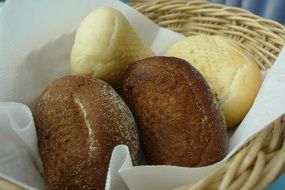 bread in a wicker basket