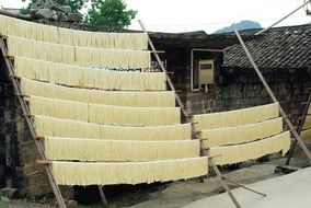 noodles are dried in the street