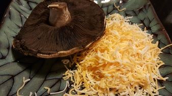 cheese and mushroom as food
