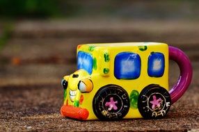 children's cup as a locomotive