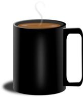 Hot coffee in a black mug