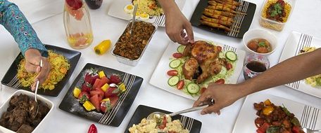variety of dishes on the buffet