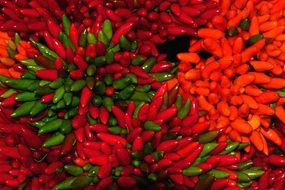 A lot of the delicious red and green peppers