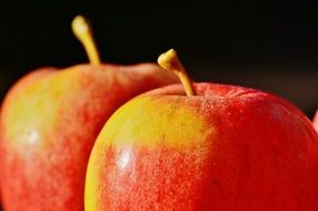 photo of two ripe red apples closeup