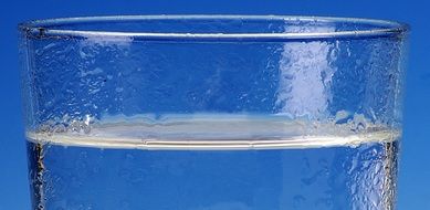 water in a glass on a blue background