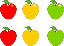 painted red, yellow and green apples