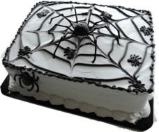 cake with spider webs and spiders for halloween