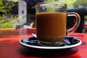 cappuccino in a transparent cup