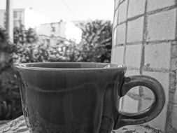coffee cup in black and white background