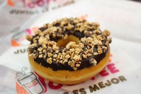 donut with chocolate and nuts