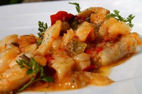 stew on a plate in a restaurant