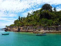 Beautiful view of Brazil Beach with boats