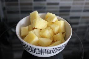 bowl of diced pineapple