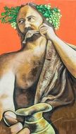 Eating Dionysus with jug, graffiti, cyprus