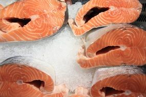 chunks of red fresh raw salmon