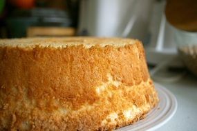angel food cake on a plate close-up