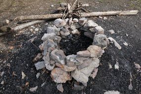 stone grill among nature