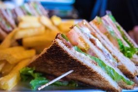 french fries with sandwiches