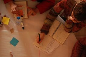 reflections at the table with notes